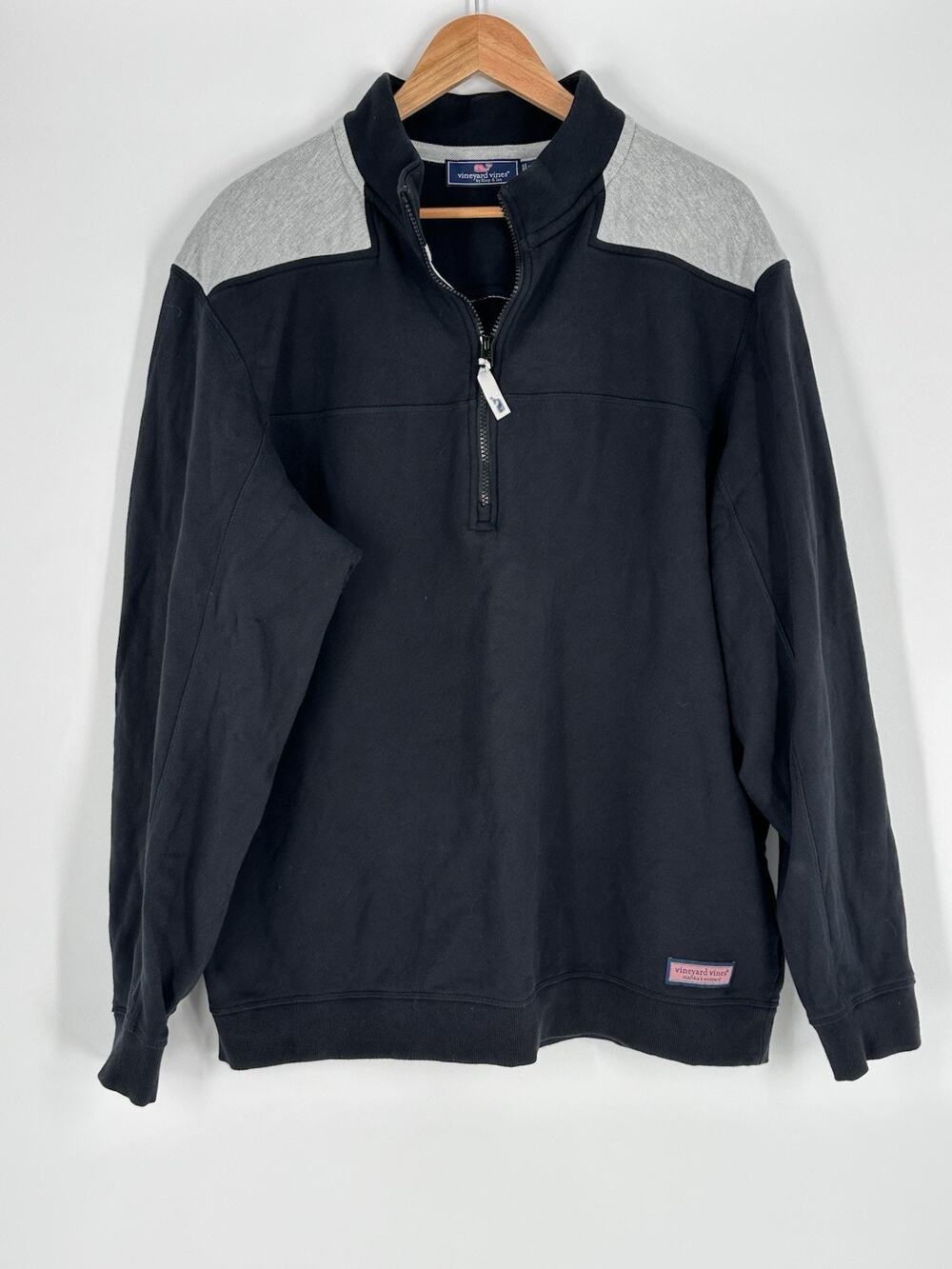 Vineyard Vines Men's Quarter Zip Pullover French Terry Sweatshirt Black XL